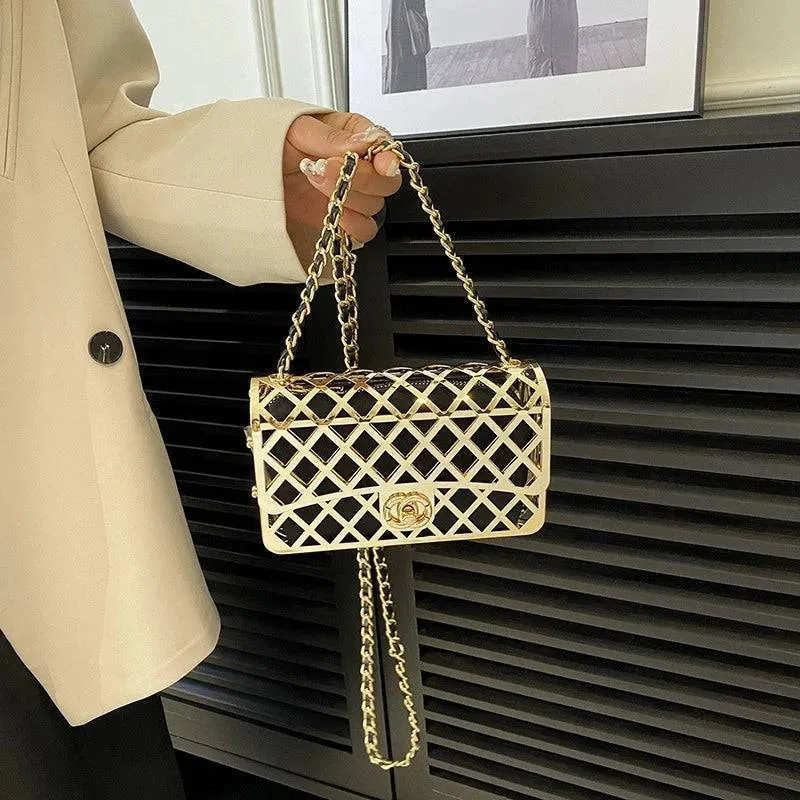 Women's Metal European and American Hollow Ins Crossbody Small Square Bag