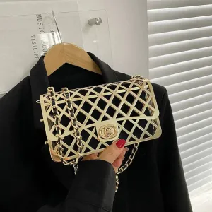 Women's Metal European and American Hollow Ins Crossbody Small Square Bag