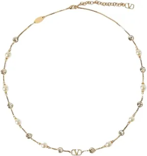 Women's necklace, pearl necklace for women, temperament retro versatile necklace for women, pearl letter clavicle necklace fashion classic versatile necklace V letter pearl necklace for women multifun