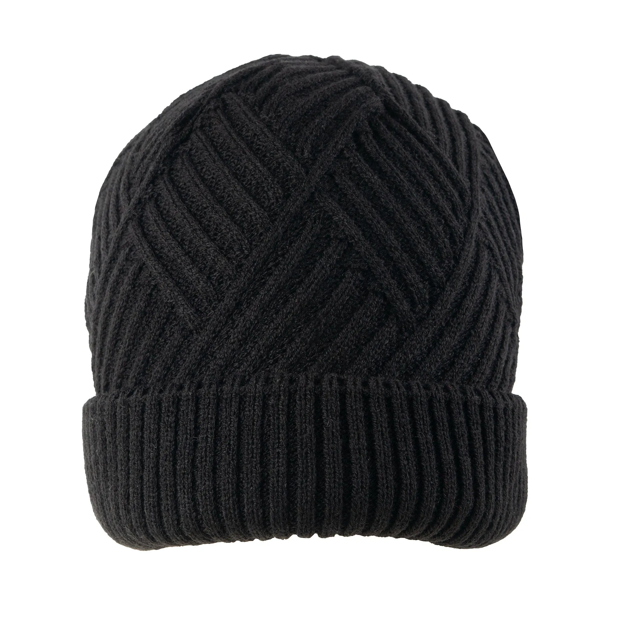 Women’s Patchwork Cable Knit Beanie Hat