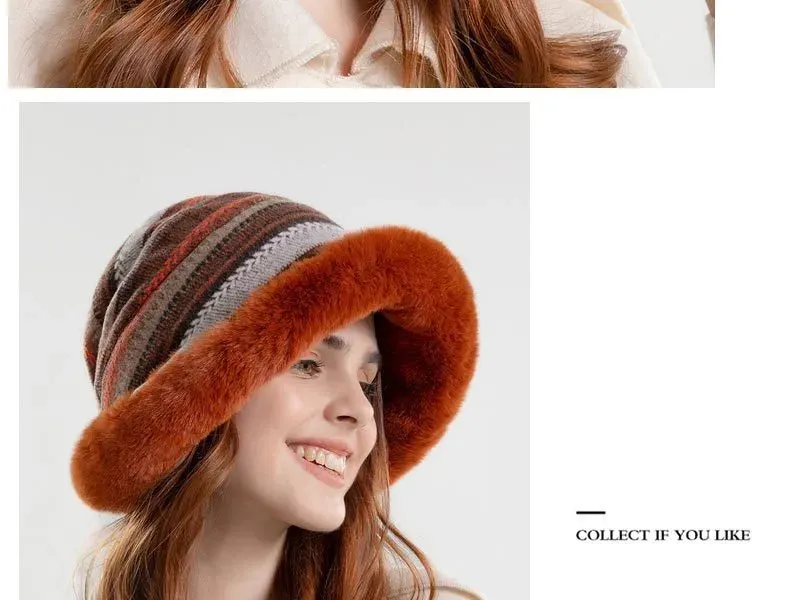 Women’s Patterned Fur Bucket Hats