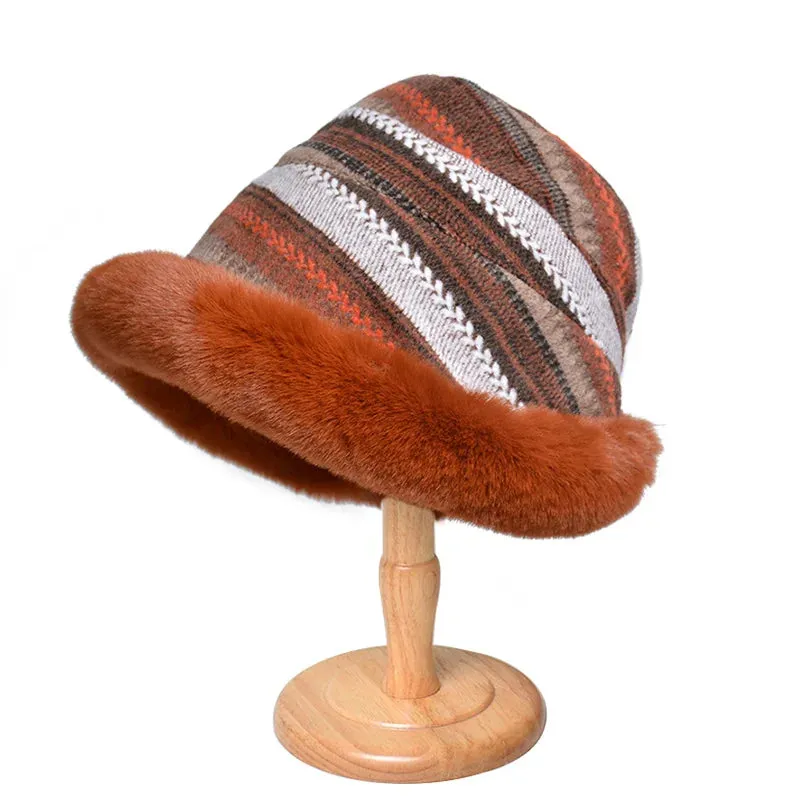 Women’s Patterned Fur Bucket Hats