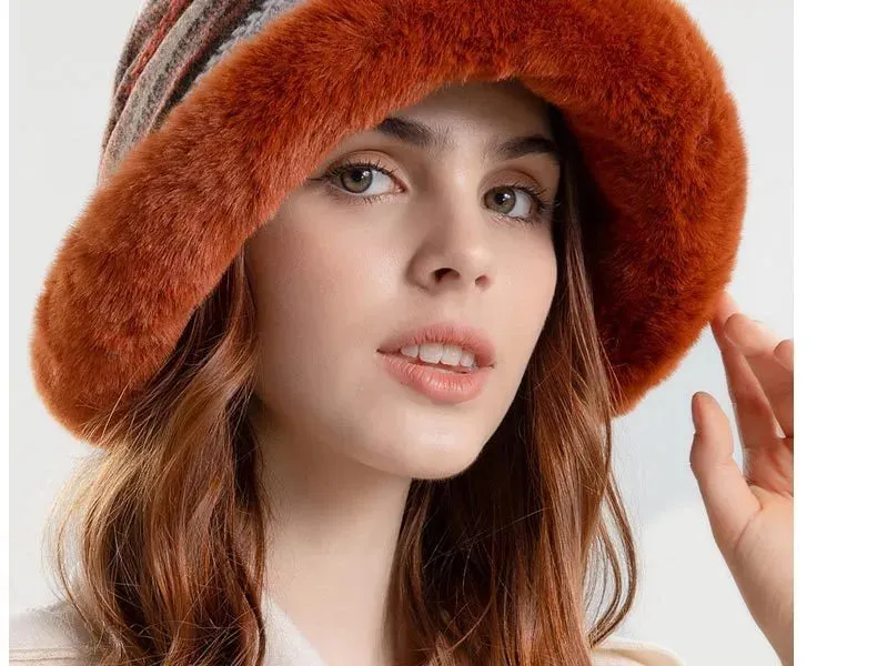 Women’s Patterned Fur Bucket Hats