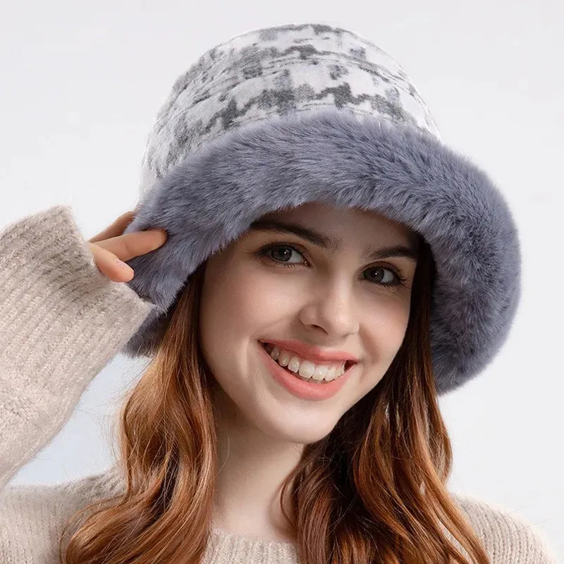 Women’s Patterned Fur Bucket Hats