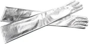 Women's sexy enlarged double long arm gloves with Punk Faux Leather Neck Choker burgundy set, elastic shiny patent leather hot cloth gloves 50cm