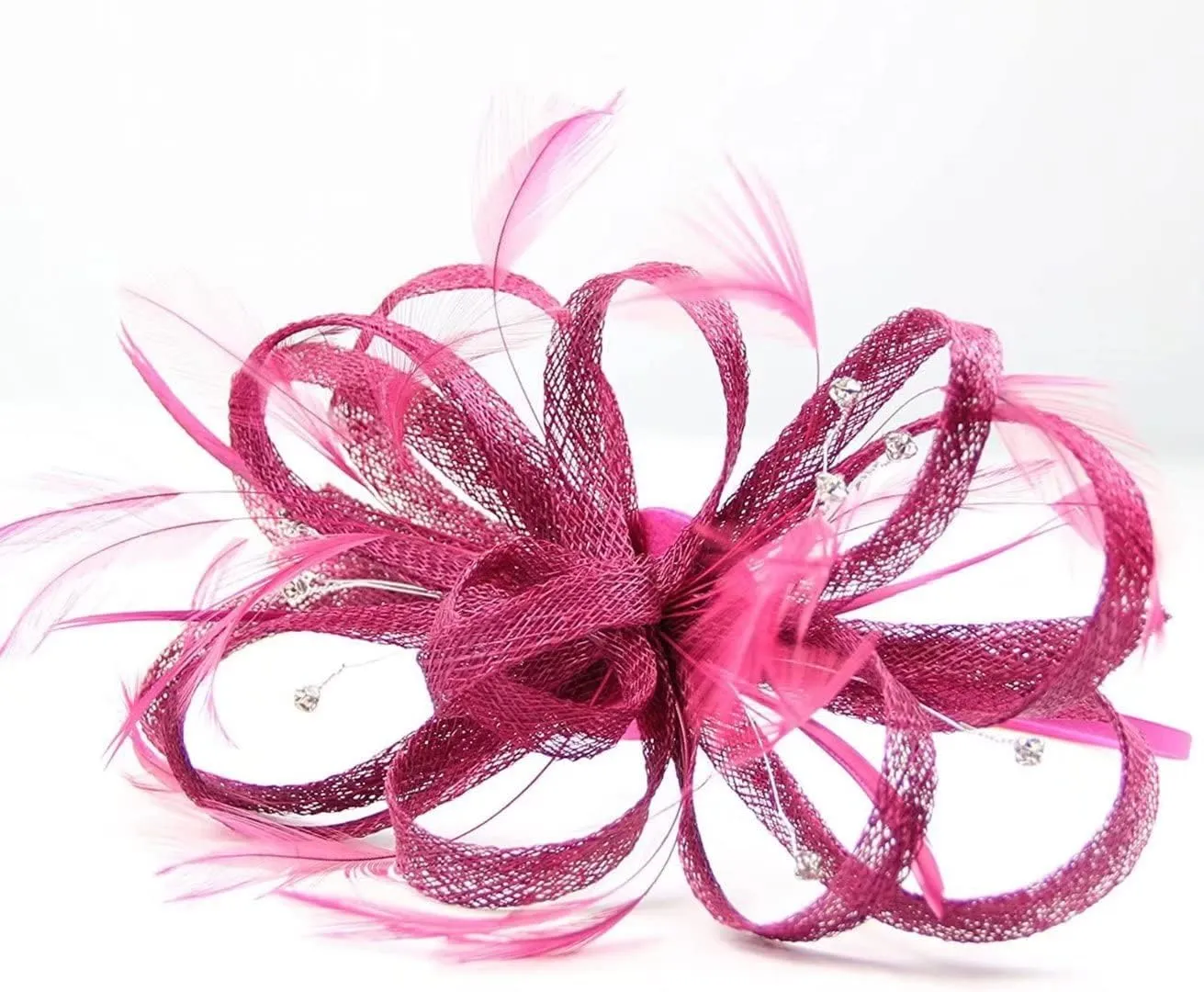 Women's Sinamay Feather Fascinator Flower Kentucky Derby Party Headdress Hat