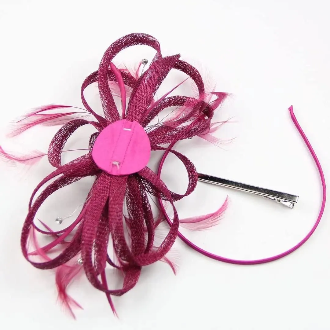 Women's Sinamay Feather Fascinator Flower Kentucky Derby Party Headdress Hat