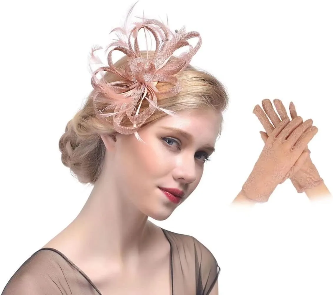 Women's Sinamay Feather Fascinator Flower Kentucky Derby Party Headdress Hat