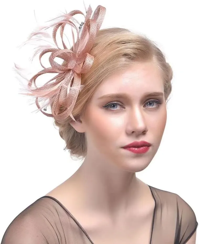 Women's Sinamay Feather Fascinator Flower Kentucky Derby Party Headdress Hat