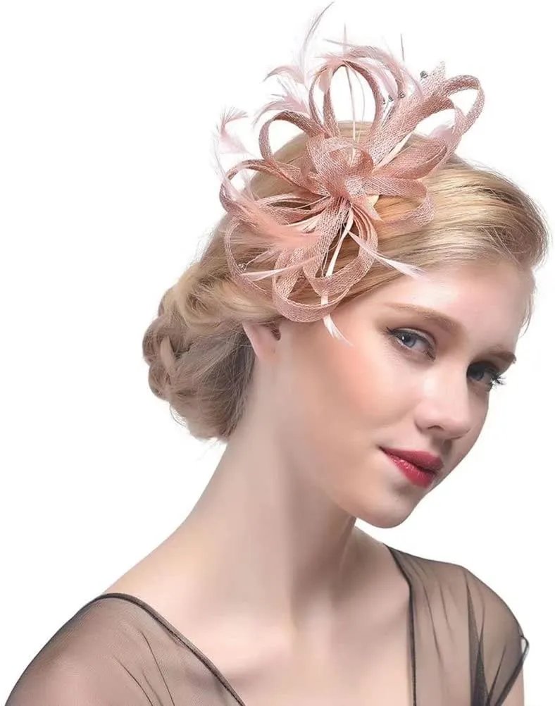 Women's Sinamay Feather Fascinator Flower Kentucky Derby Party Headdress Hat