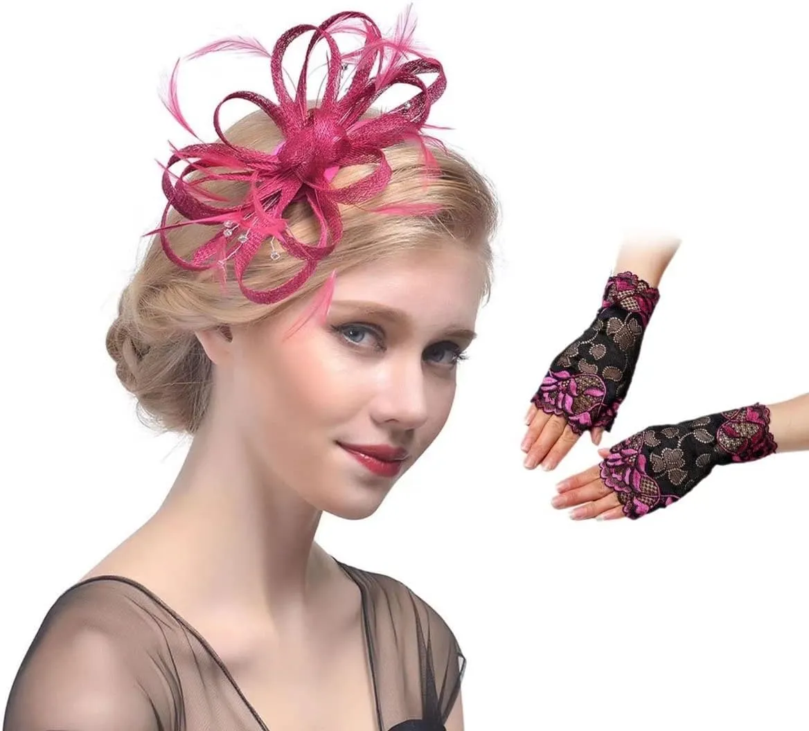 Women's Sinamay Feather Fascinator Flower Kentucky Derby Party Headdress Hat
