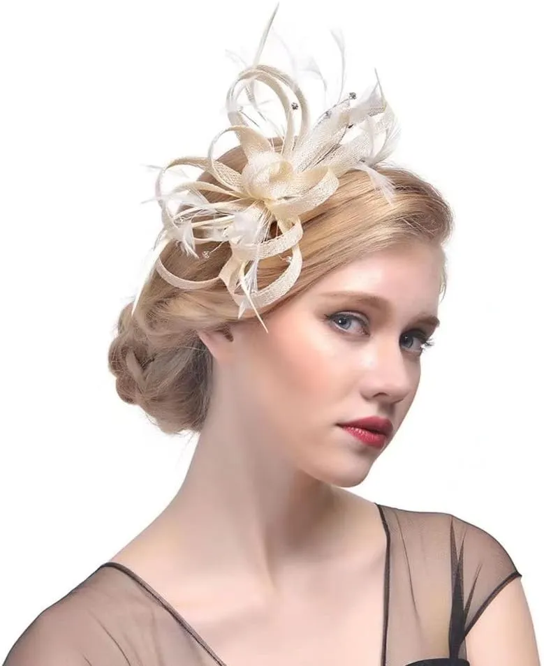Women's Sinamay Feather Fascinator Flower Kentucky Derby Party Headdress Hat