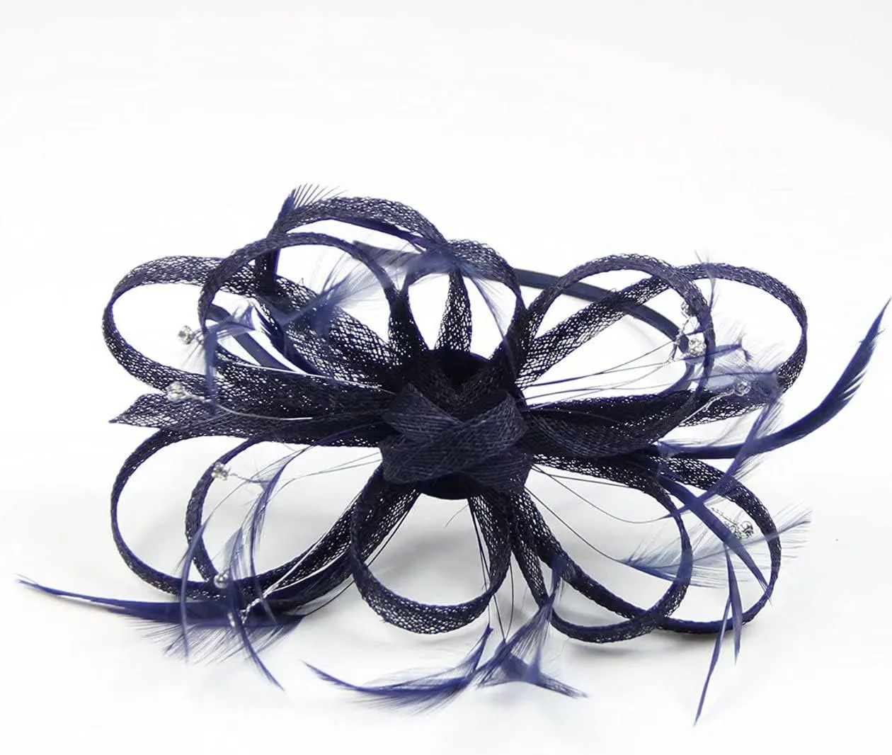 Women's Sinamay Feather Fascinator Flower Kentucky Derby Party Headdress Hat