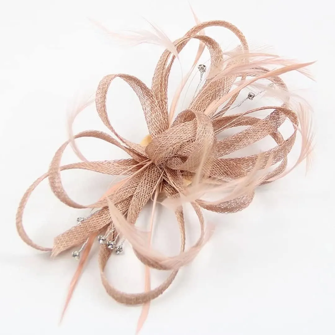 Women's Sinamay Feather Fascinator Flower Kentucky Derby Party Headdress Hat
