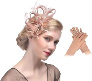 Women's Sinamay Feather Fascinator Flower Kentucky Derby Party Headdress Hat