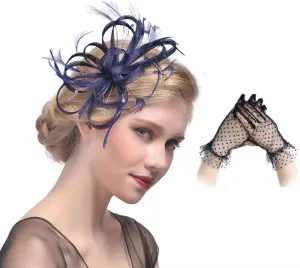 Women's Sinamay Feather Fascinator Flower Kentucky Derby Party Headdress Hat