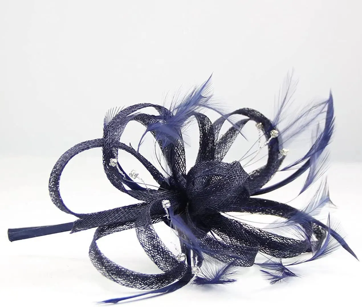 Women's Sinamay Feather Fascinator Flower Kentucky Derby Party Headdress Hat