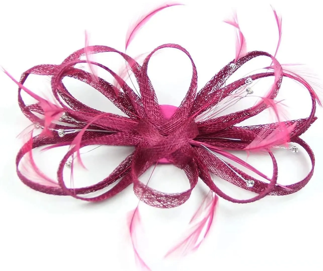 Women's Sinamay Feather Fascinator Flower Kentucky Derby Party Headdress Hat