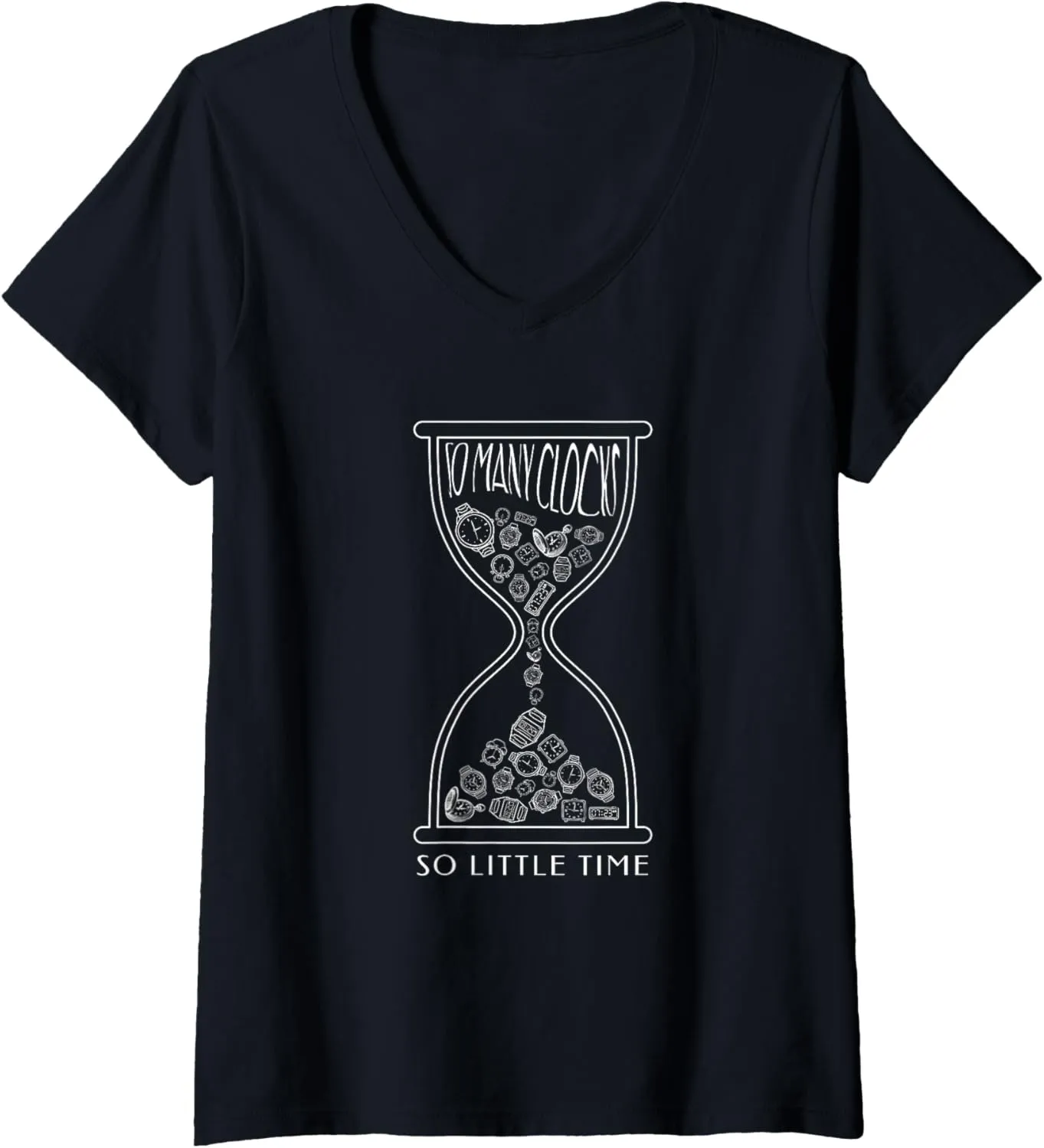 Womens So Many Clocks I Watches Horologist Wristwatch Luxury Watch V-Neck T-Shirt