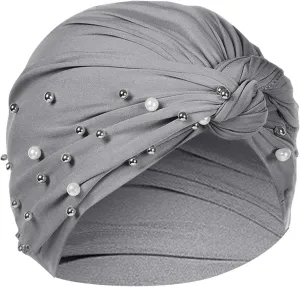Women's Solid Color Headband Cover with Studded Beaded Hat Scarf Hat Gloves for Girls