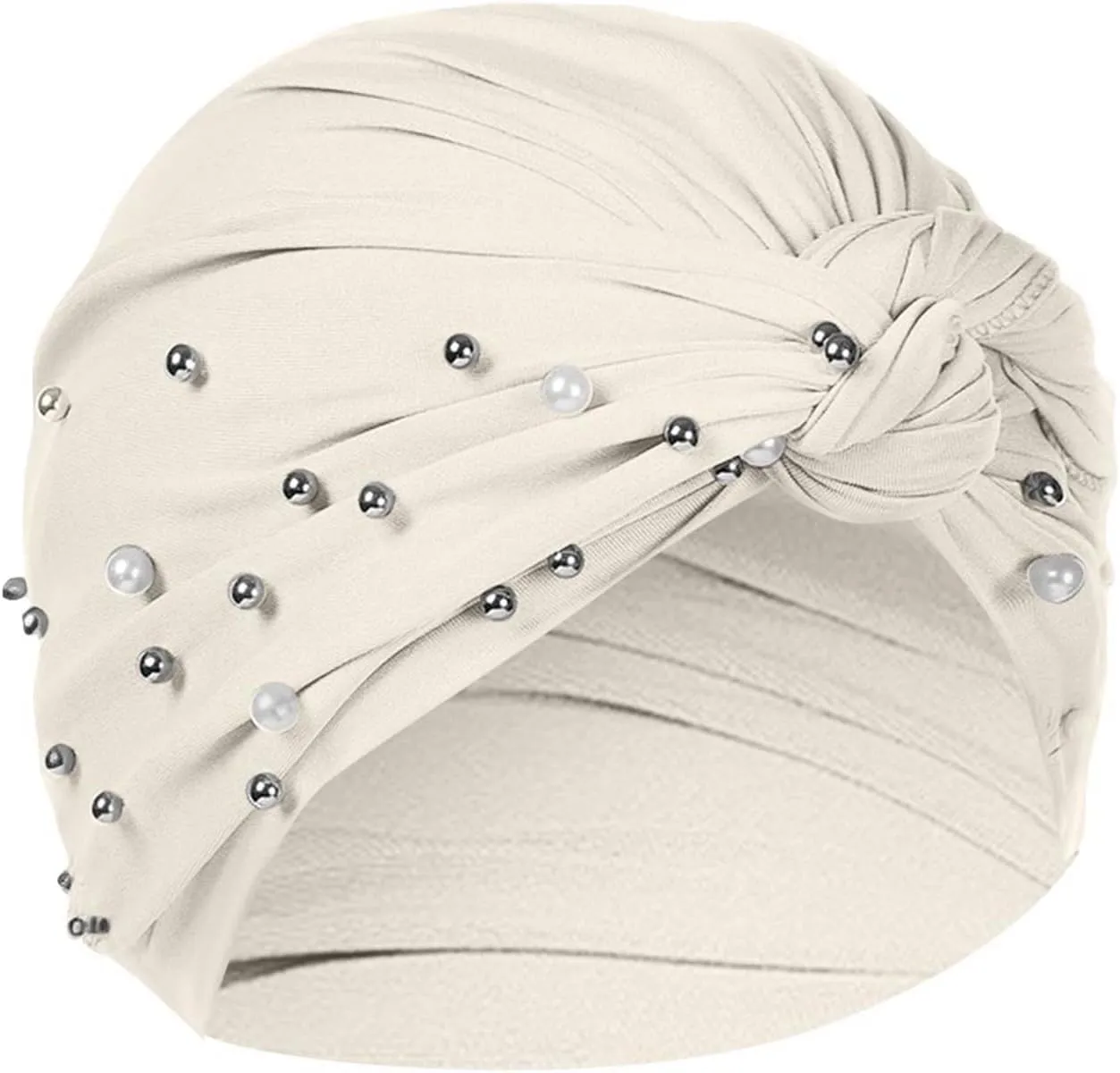 Women's Solid Color Headband Cover with Studded Beaded Hat Scarf Hat Gloves for Girls