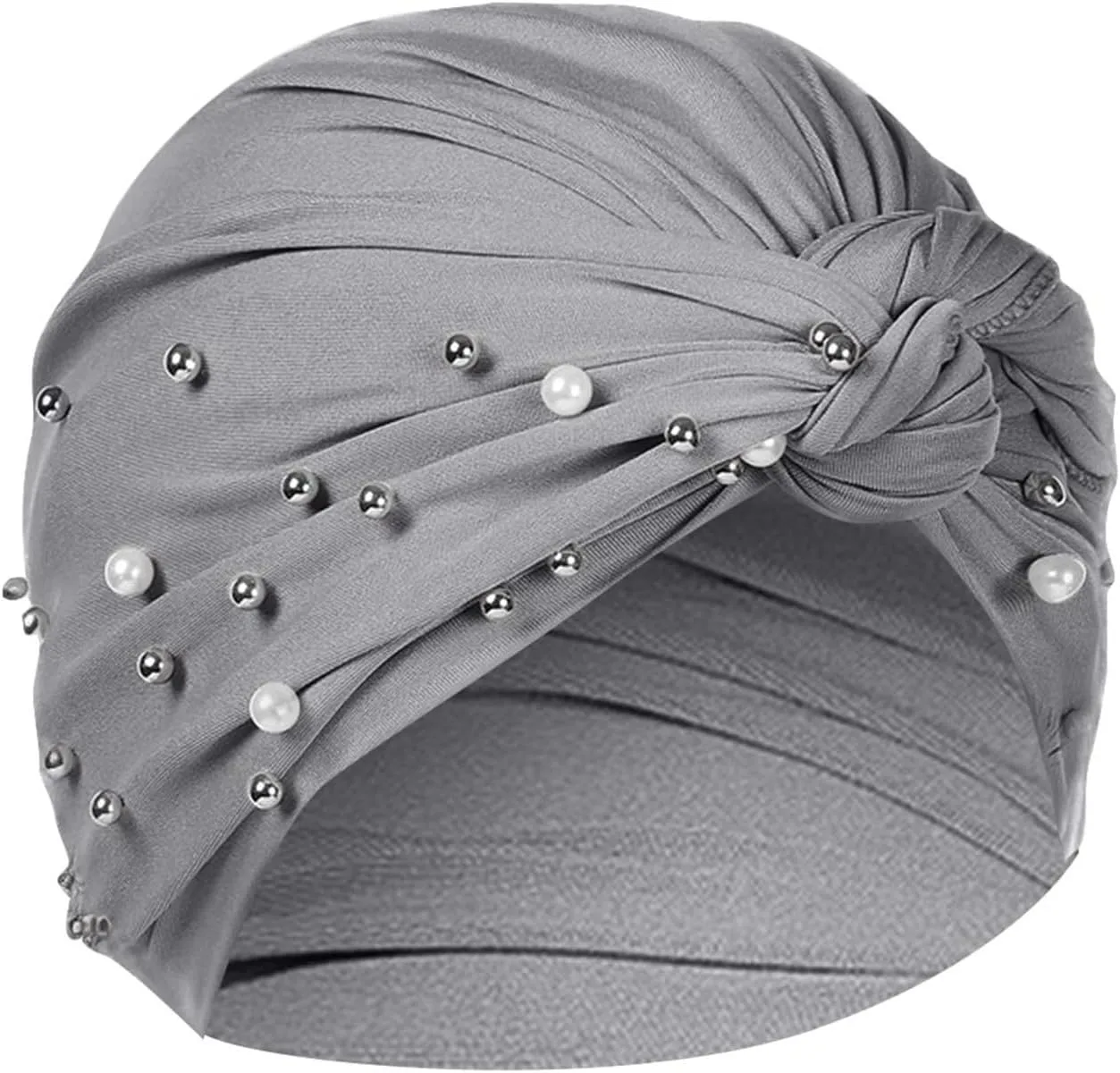 Women's Solid Color Headband Cover with Studded Beaded Hat Scarf Hat Gloves for Girls