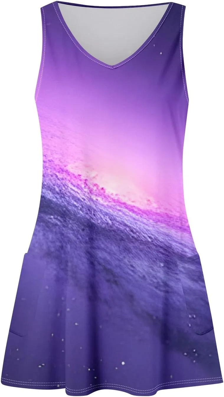 Women's Summer Dresses Vacation Printed Swimsuit Coverup Sleeveless Beach Sundress V Neck 2025 Dress with Pocket