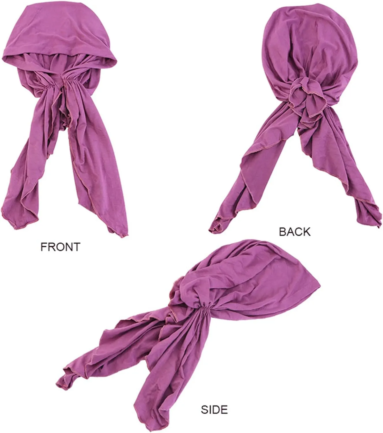 Womens Summer Mudale Cotton Elastic Headscarf Plait Ethnic Head Cap Pure Color Headband Wraps for Women