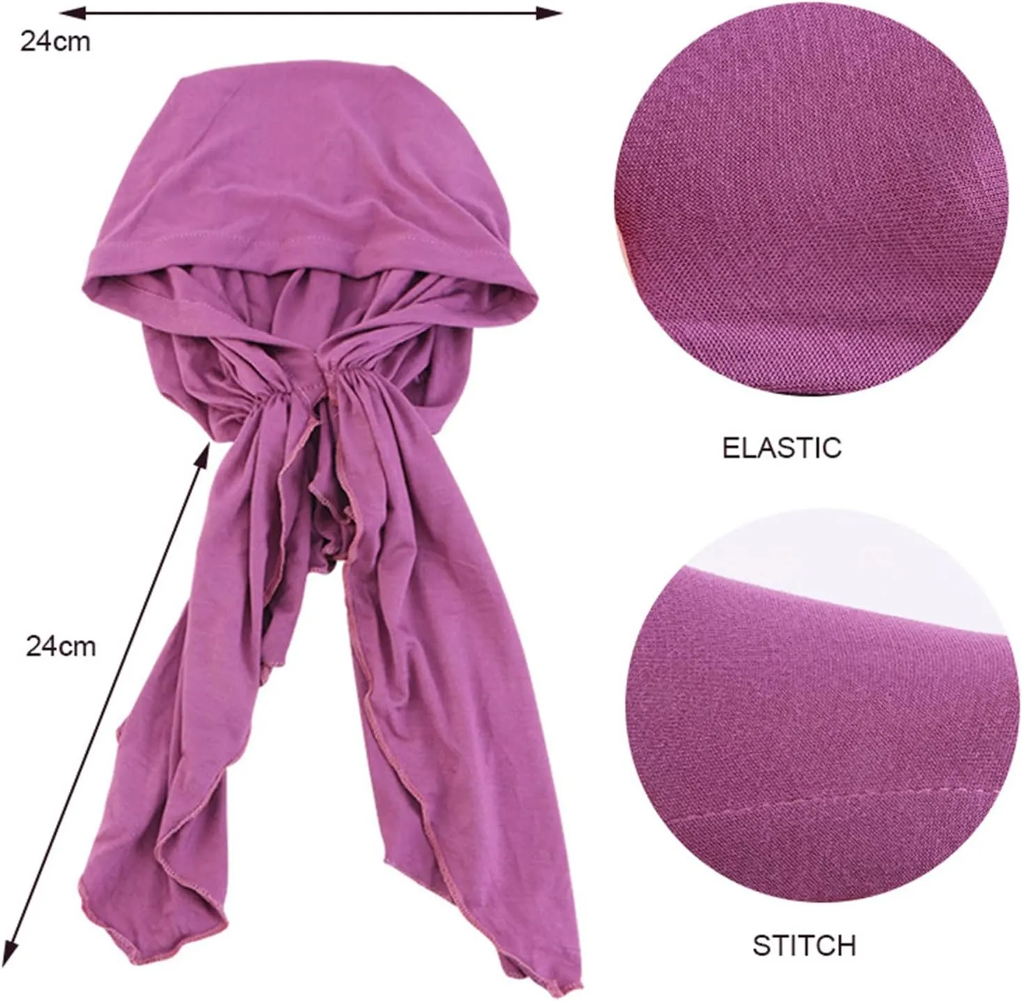 Womens Summer Mudale Cotton Elastic Headscarf Plait Ethnic Head Cap Pure Color Headband Wraps for Women