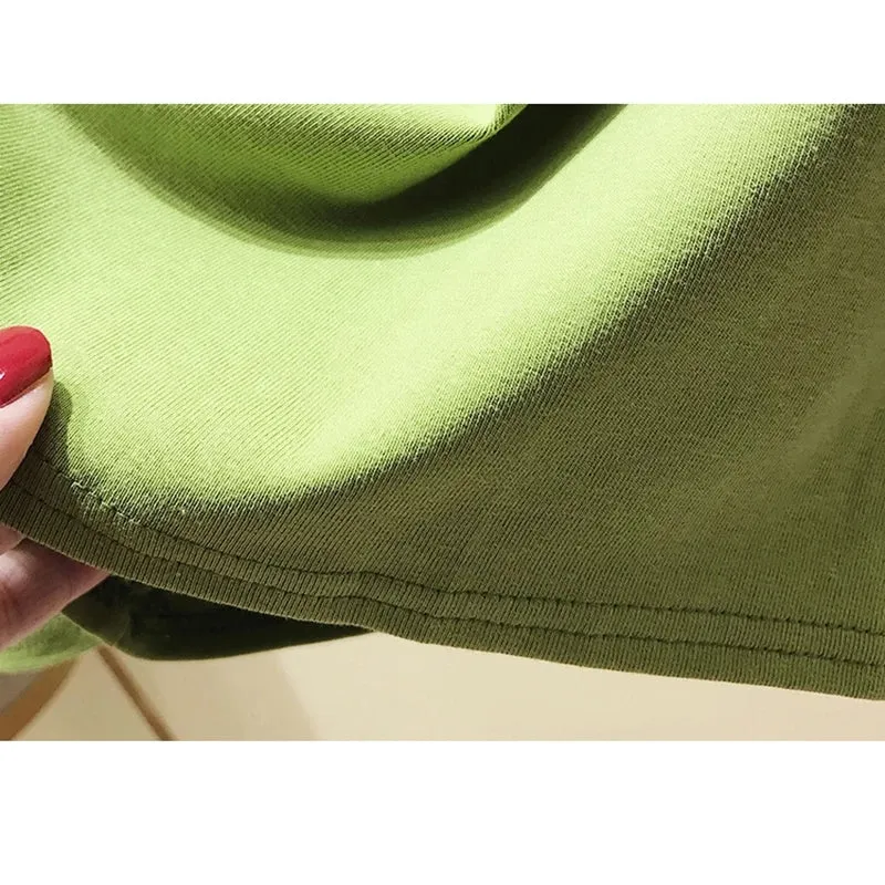 Women's V-Neck Long Sleeve Shiny T-Shirt Korean Style Top R2446