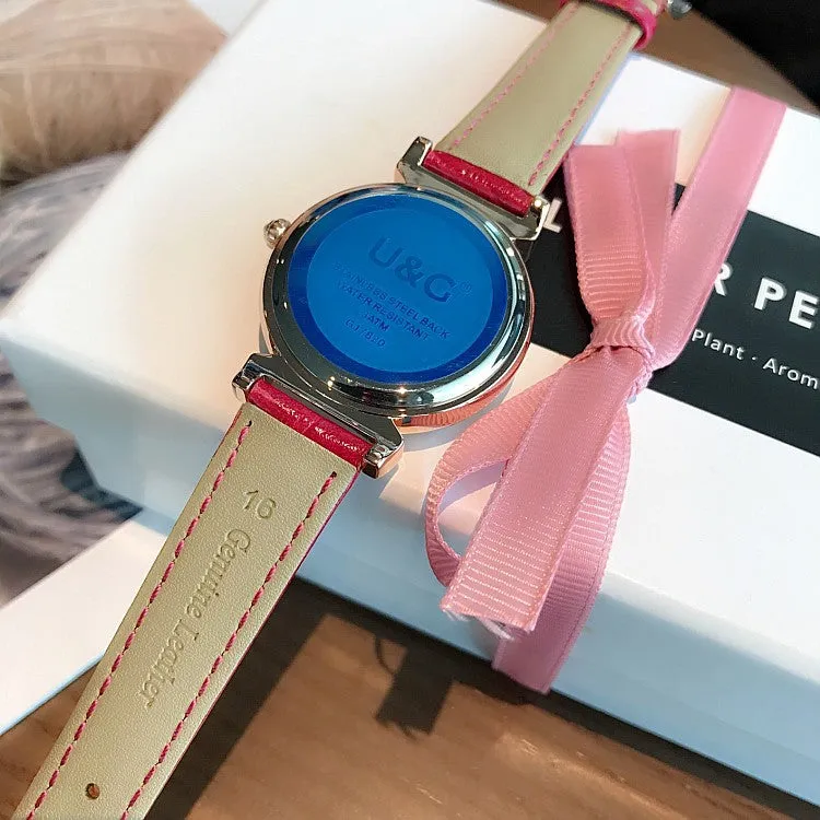 Women's Watch Petal Pattern Chassis leather strap elegant watch