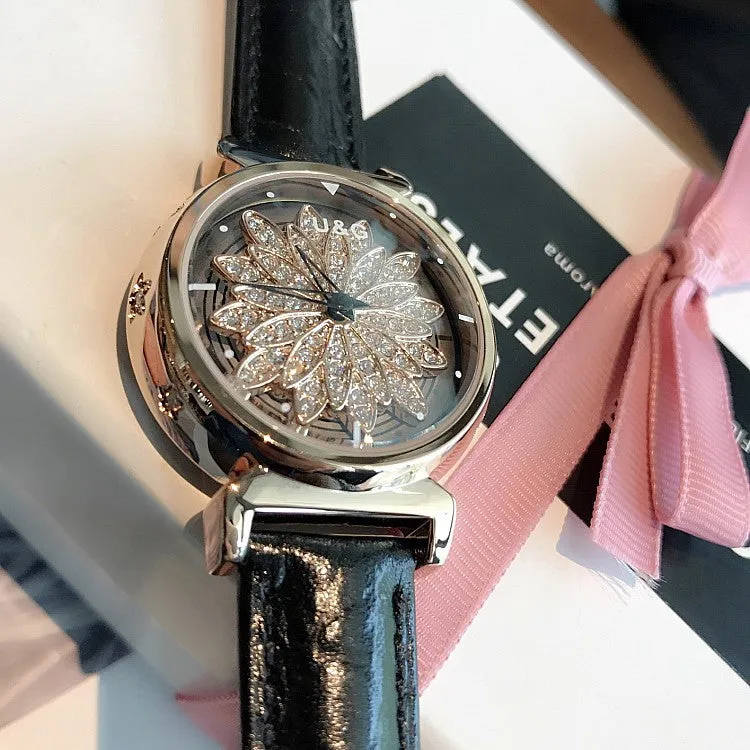 Women's Watch Petal Pattern Chassis leather strap elegant watch