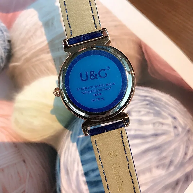 Women's Watch Petal Pattern Chassis leather strap elegant watch