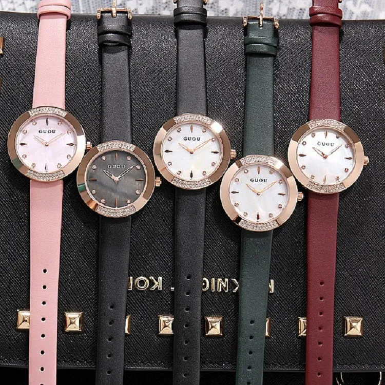 Women's Watch Round Dial Ultra-thin leather Strap simple watch