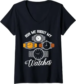 Womens Watch Wearer Horology Horologist Watchman Watch Collector V-Neck T-Shirt
