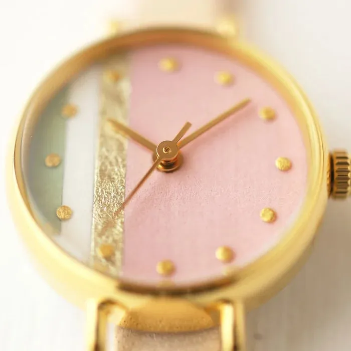 Women's Wristwatch - Fringed Pink Color, Japanese handmade wrist watch