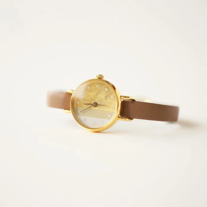 Women's Wristwatch - Sallow Color, Japanese handmade wrist watch
