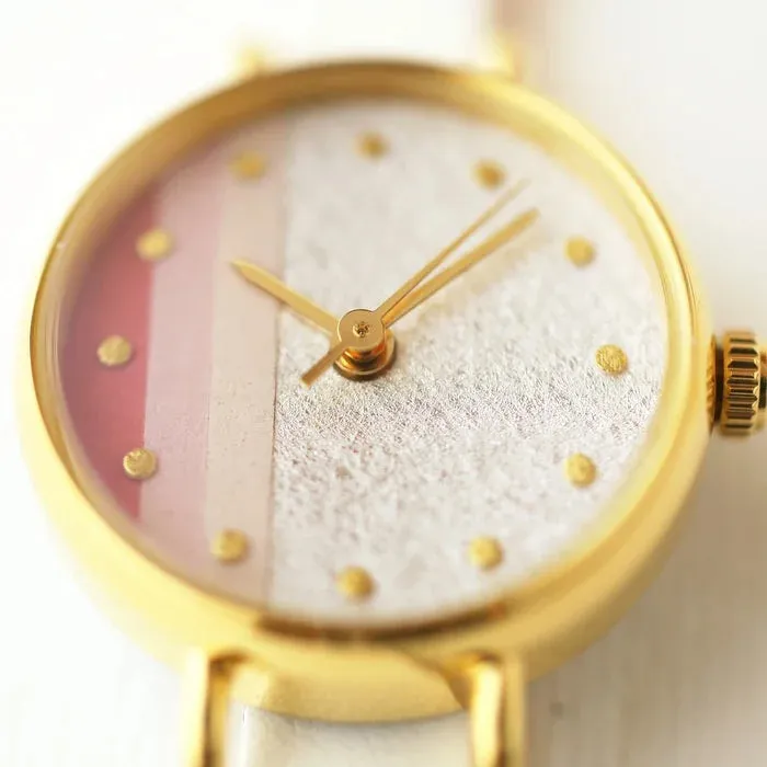 Women's Wristwatch - White and Pink Color, Japanese handmade wrist watch