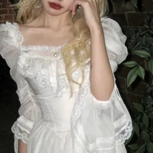 Wonderous tale Ending Bride         Dress Kawaii Academia Y2K Cottagecore Coquette Fairycore Dollette Princesscore