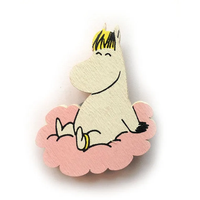 Wooden Brooch Snorkmaiden On A Pink Cloud