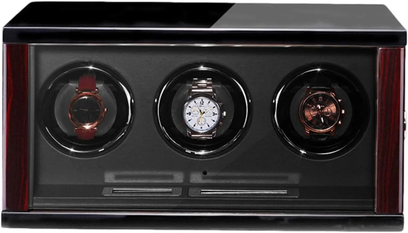 Wooden Watch Winder for Automatic Watches with Remote Control LCD Touch Screen Display Built-in LED Light Adjustable Watch Pillows Watch Winder Display Watch Case Watch Storage