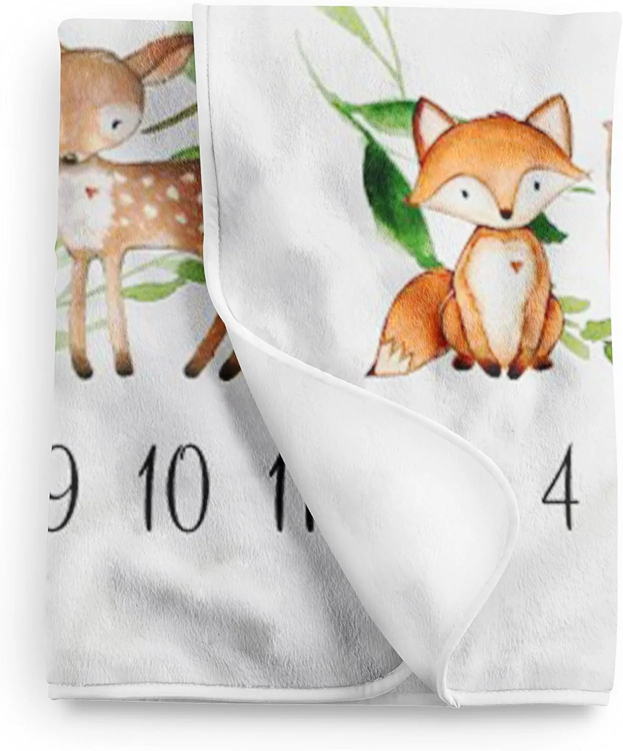 Woodland Milestone Blanket Monthly Growth Tracker Soft Fleece Fox Blanket Newborn Gift Blanket Watch Me Grow Baby Boy Girl