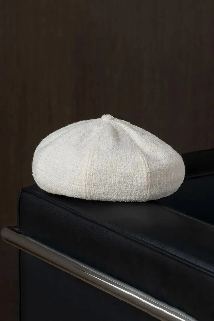Wool Blend Vintage Tweed Beret Hat