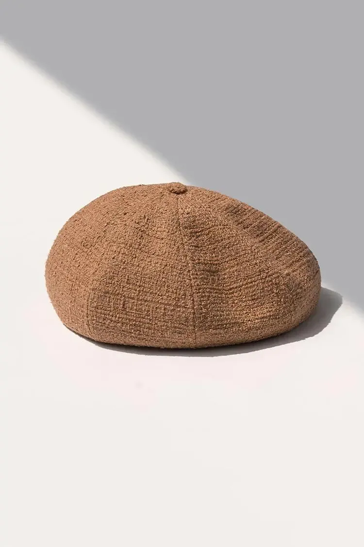 Wool Blend Vintage Tweed Beret Hat