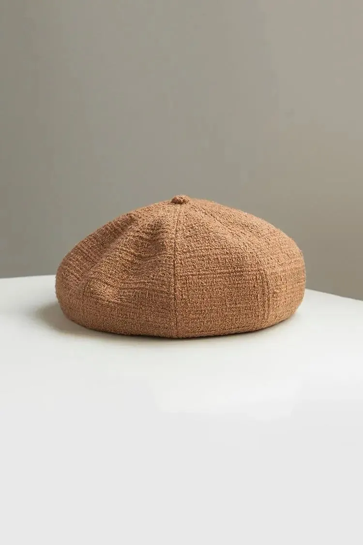 Wool Blend Vintage Tweed Beret Hat