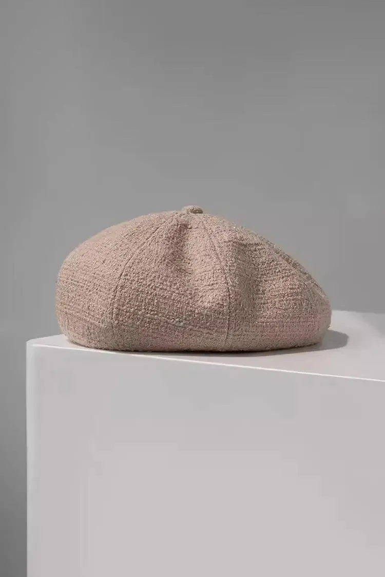 Wool Blend Vintage Tweed Beret Hat