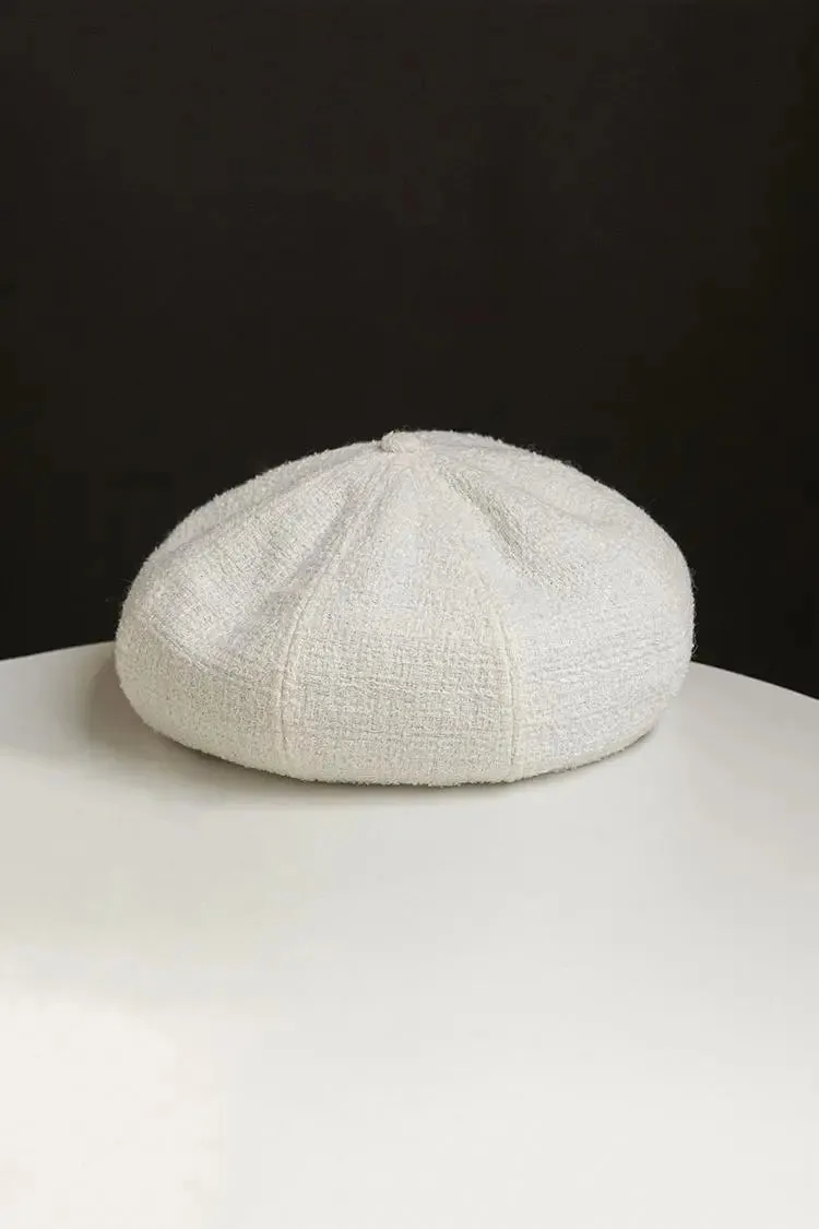 Wool Blend Vintage Tweed Beret Hat