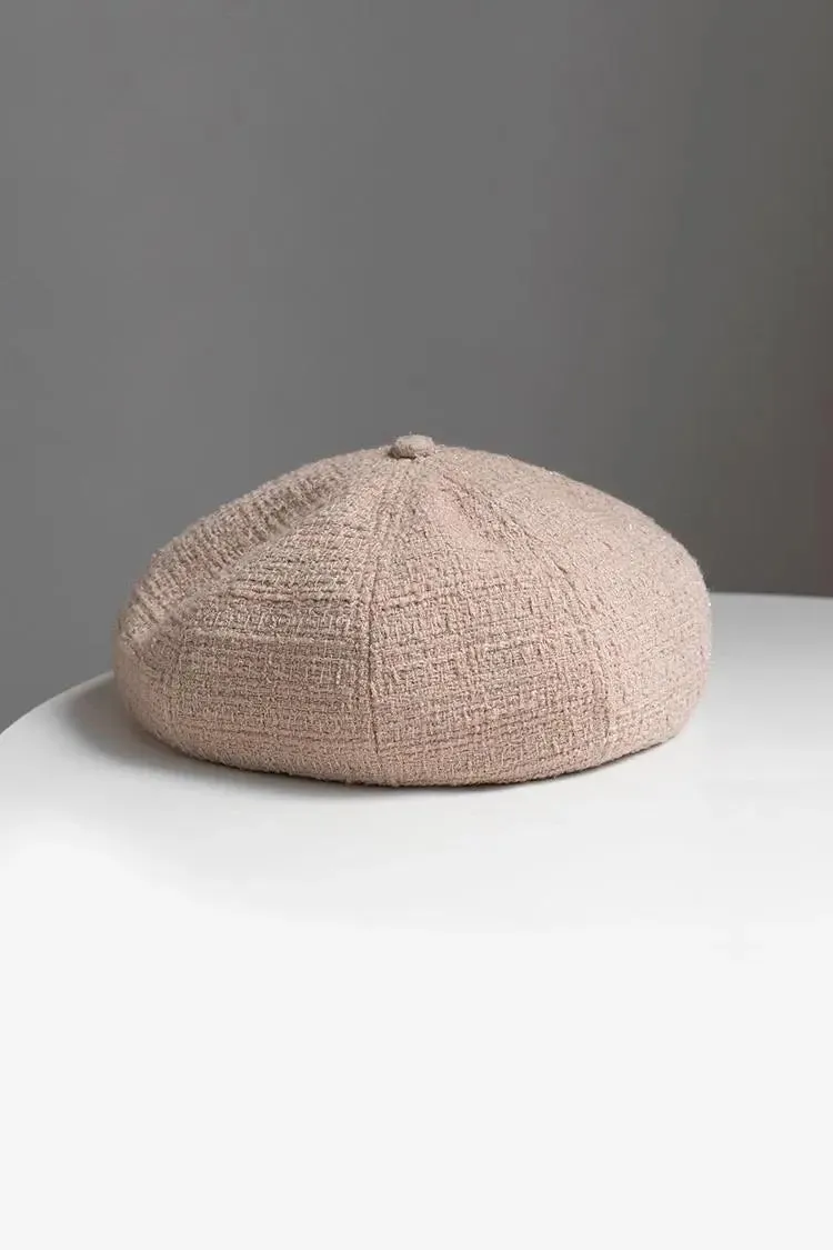 Wool Blend Vintage Tweed Beret Hat