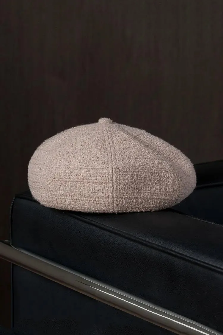 Wool Blend Vintage Tweed Beret Hat