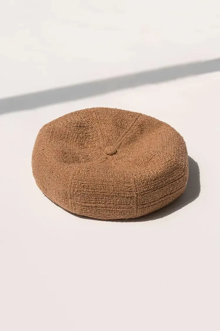 Wool Blend Vintage Tweed Beret Hat